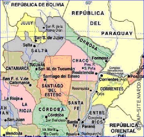 mapa de Argentina em espanhol