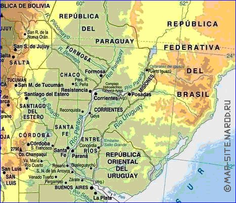 Fisica mapa de Argentina em espanhol