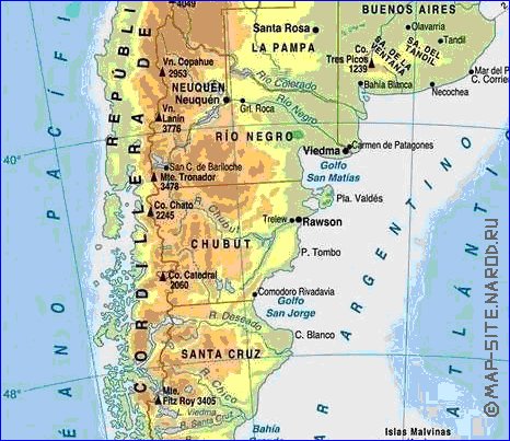 Fisica mapa de Argentina em espanhol