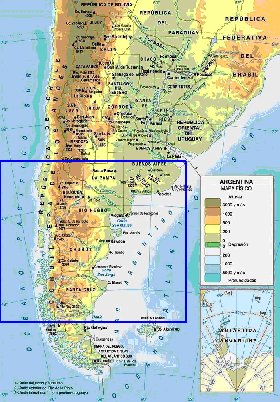 Fisica mapa de Argentina em espanhol