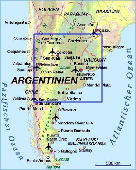 mapa de Argentina em alemao