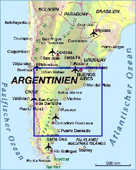 carte de Argentine en allemand