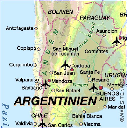 mapa de Argentina em alemao