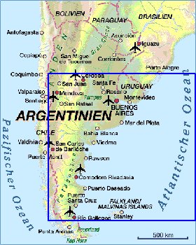 mapa de Argentina em alemao