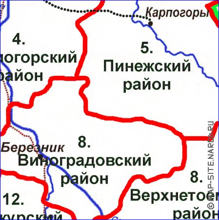 mapa de Oblast de Arkhangelsk