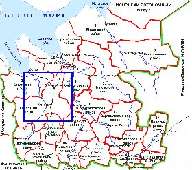 carte de Oblast d'Arkhangelsk