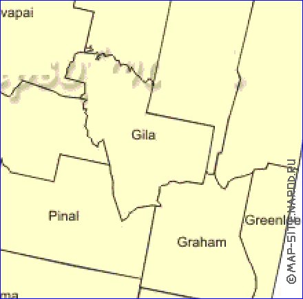 Administrativa mapa de Arizona em ingles