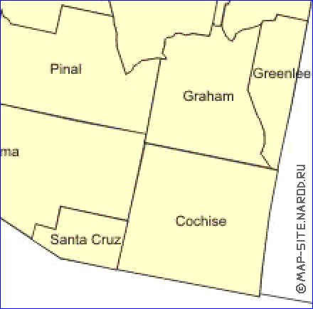 Administrativa mapa de Arizona em ingles