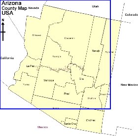 Administratives carte de Arizona en anglais