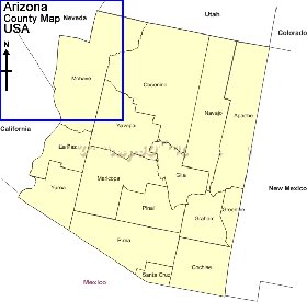 Administratives carte de Arizona en anglais