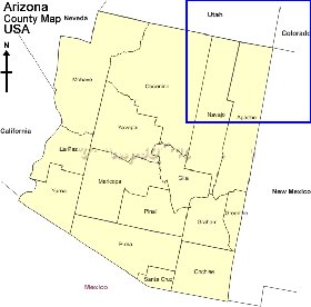 Administratives carte de Arizona en anglais