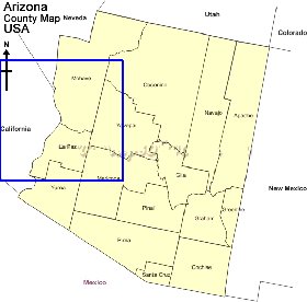 Administratives carte de Arizona en anglais
