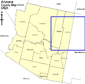 Administrativa mapa de Arizona em ingles