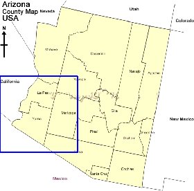 Administratives carte de Arizona en anglais