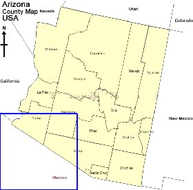 Administratives carte de Arizona en anglais