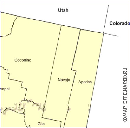 Administrativa mapa de Arizona em ingles