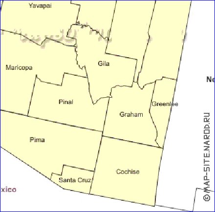 Administratives carte de Arizona en anglais