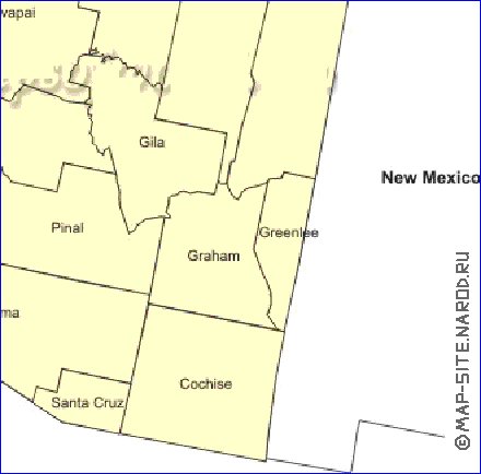 Administrativa mapa de Arizona em ingles