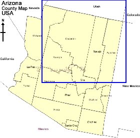 Administratives carte de Arizona en anglais