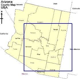 Administratives carte de Arizona en anglais