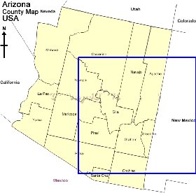 Administratives carte de Arizona en anglais