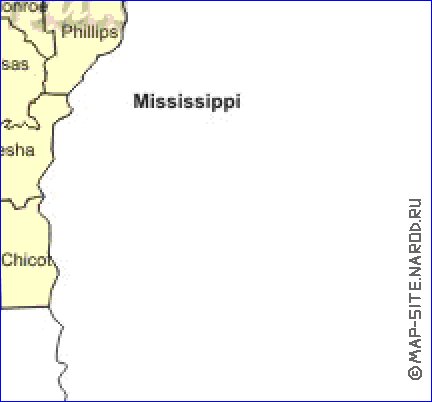 Administrativa mapa de Arkansas em ingles