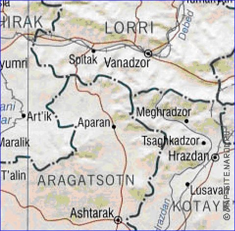 Administrativa mapa de Armenia em ingles