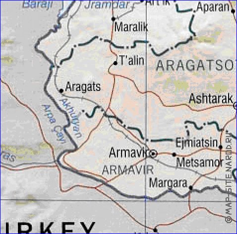 Administrativa mapa de Armenia em ingles