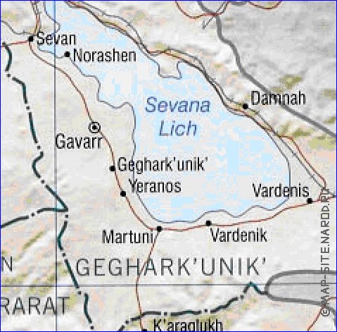 Administrativa mapa de Armenia em ingles