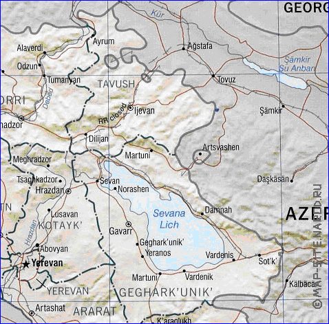 Administrativa mapa de Armenia em ingles