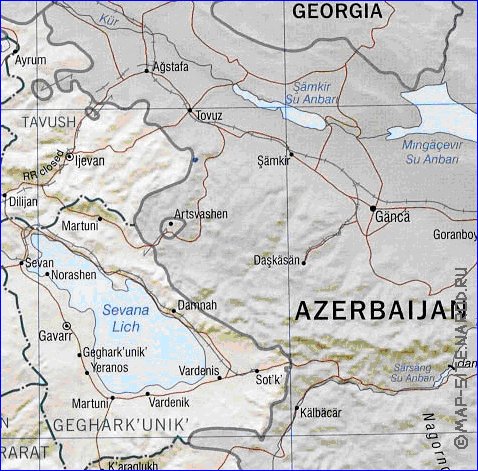 Administrativa mapa de Armenia em ingles