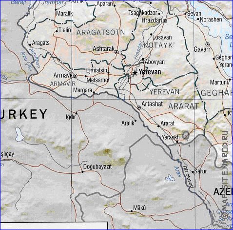 Administrativa mapa de Armenia em ingles