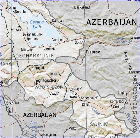 Administrativa mapa de Armenia em ingles