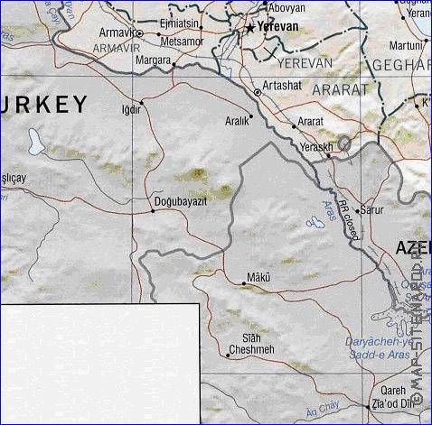 Administrativa mapa de Armenia em ingles