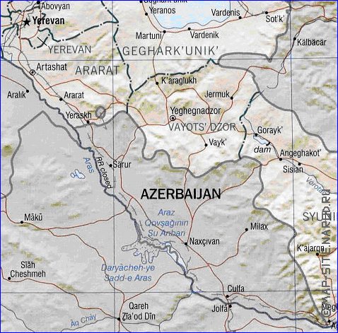 Administrativa mapa de Armenia em ingles