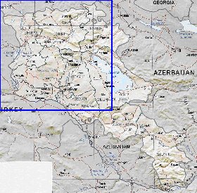 Administrativa mapa de Armenia em ingles