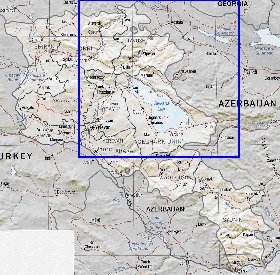 Administrativa mapa de Armenia em ingles