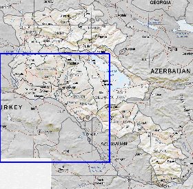 Administrativa mapa de Armenia em ingles