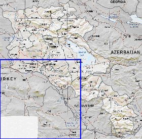 Administrativa mapa de Armenia em ingles