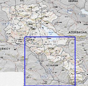 Administrativa mapa de Armenia em ingles