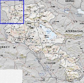 Administrativa mapa de Armenia em ingles