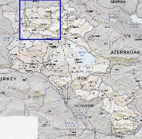 Administrativa mapa de Armenia em ingles