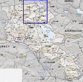 Administrativa mapa de Armenia em ingles