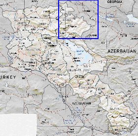 Administrativa mapa de Armenia em ingles