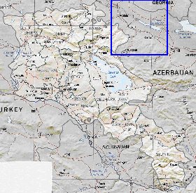 Administrativa mapa de Armenia em ingles