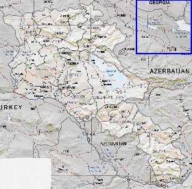 Administrativa mapa de Armenia em ingles