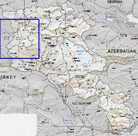 Administrativa mapa de Armenia em ingles