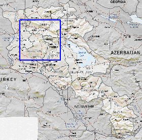 Administrativa mapa de Armenia em ingles