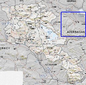 Administrativa mapa de Armenia em ingles