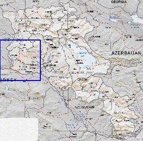 Administrativa mapa de Armenia em ingles